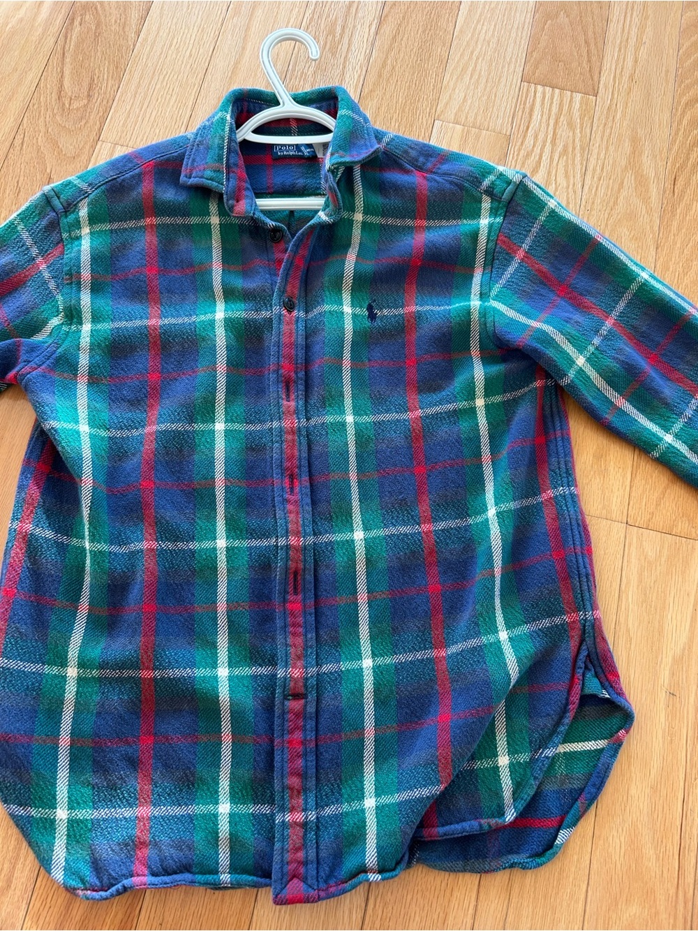 Women Plaid Flannel Shirt - Green/Blue